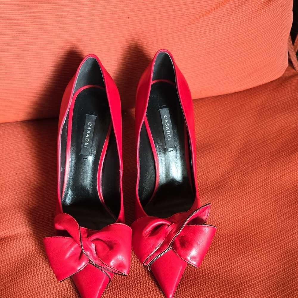 Casadei Vibrant Red Bow Heels